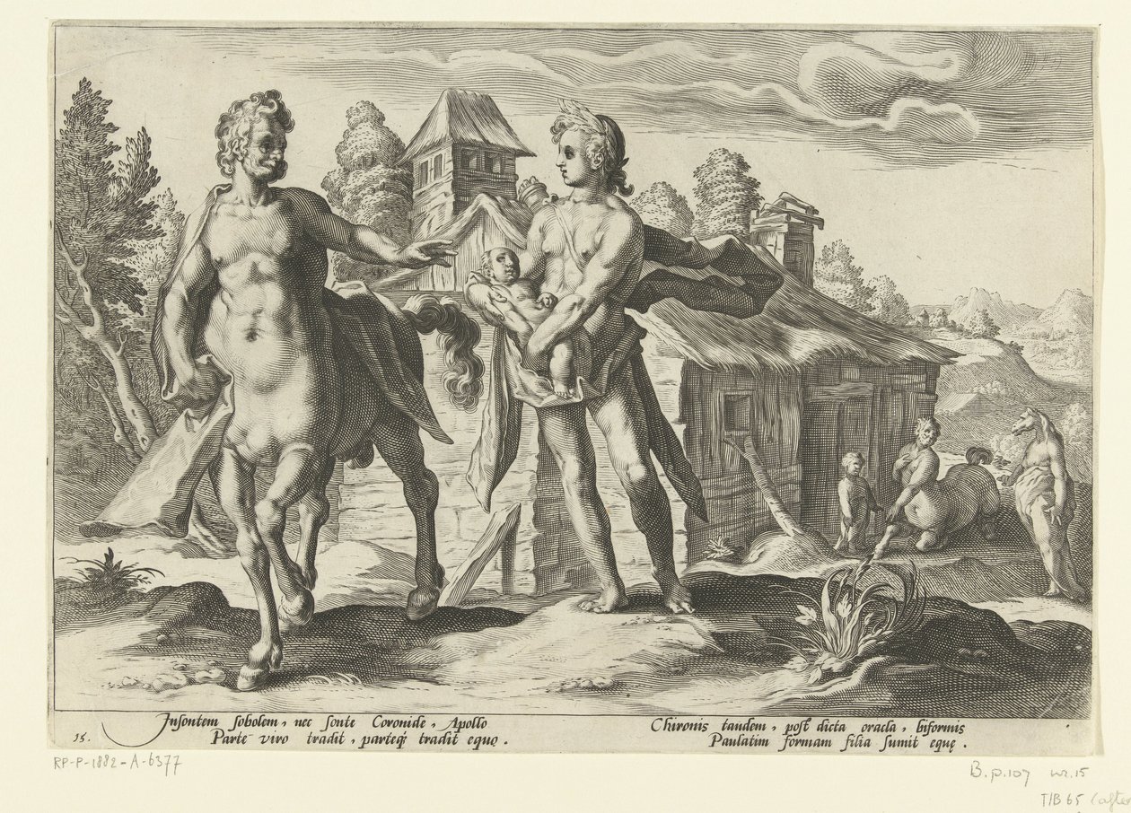 Apollo affida Asclepio a Chirone da Hendrick Goltzius (workshop of)