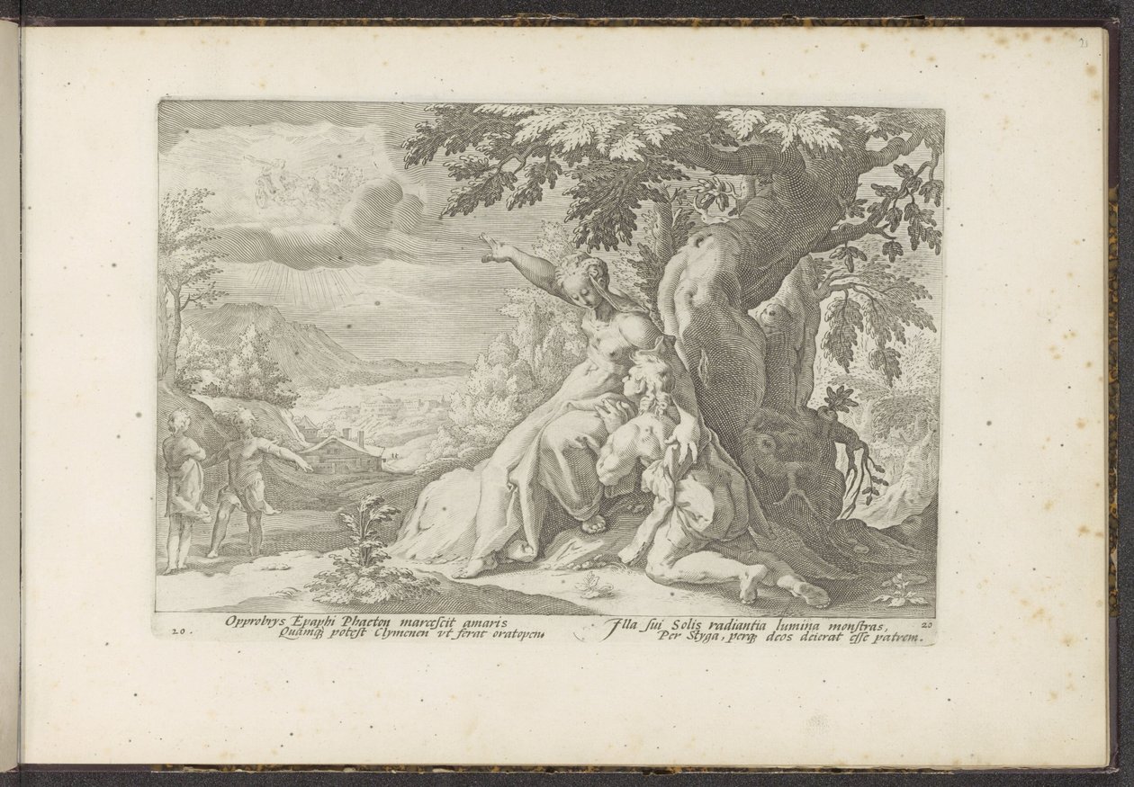 Clymene indica a Fetonte suo padre, il dio del sole da Hendrick Goltzius (workshop of)