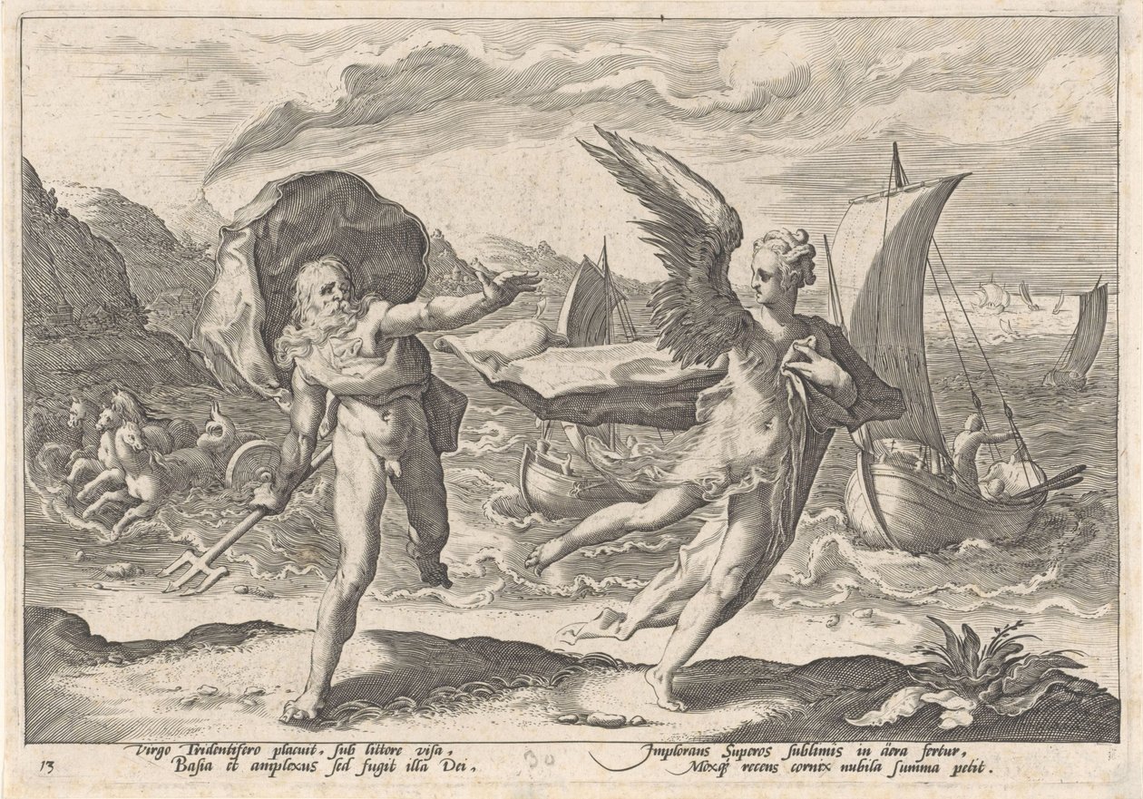 Coronis trasformata in un corvo da Hendrick Goltzius (workshop of)