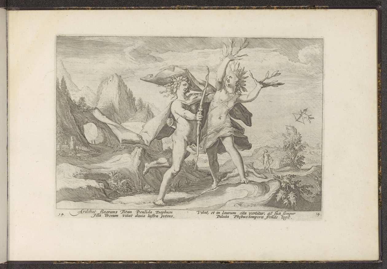 Dafne si trasforma in un albero di alloro (serie Ovidio Metamorfosi) da Hendrick Goltzius (workshop of)