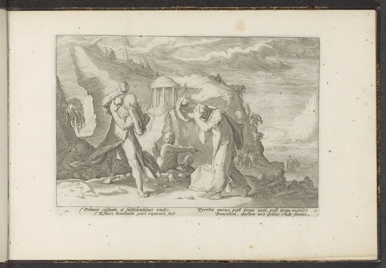 Deucalione e Pirra creano una nuova razza umana da Hendrick Goltzius (workshop of)