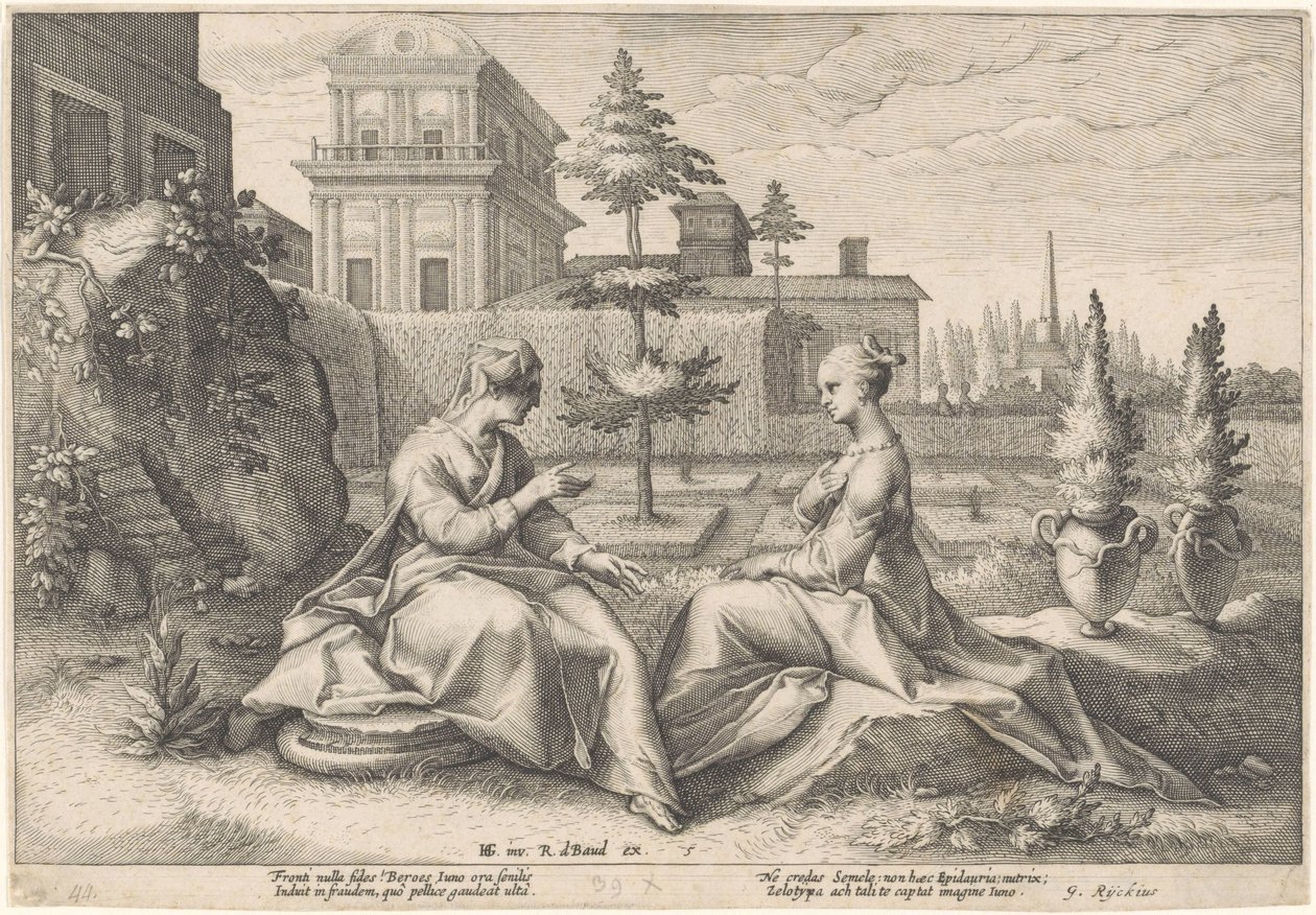Giunone si avvicina a Semele sotto forma di Beroe (Metamorfosi di Ovidio) da Hendrick Goltzius (workshop of)