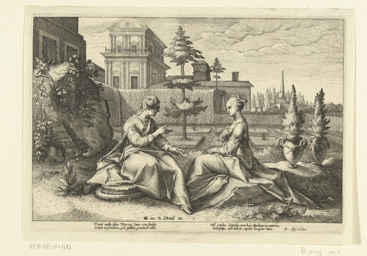 Giunone si avvicina a Semele nelle sembianze di Beroe da Hendrick Goltzius (workshop of)