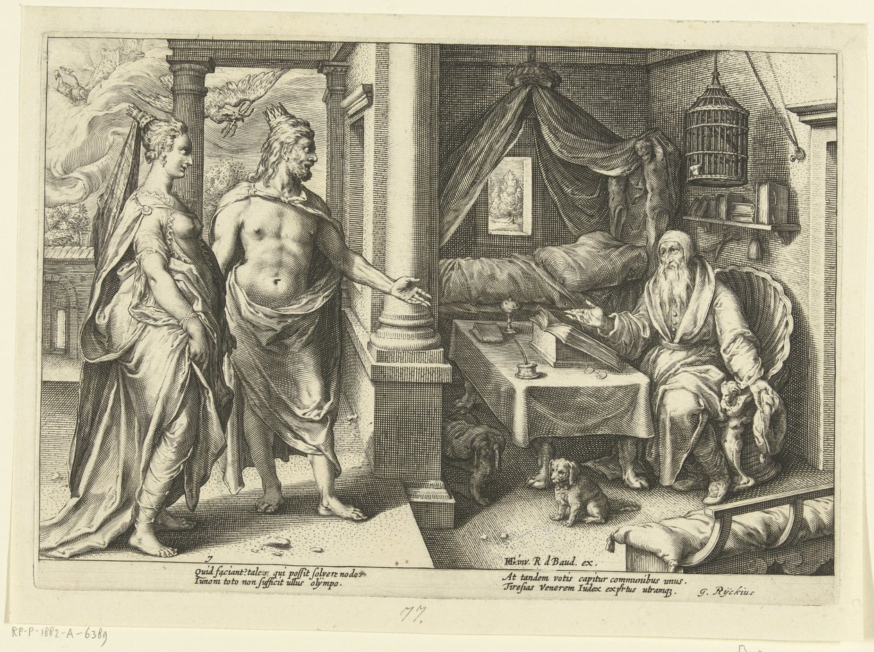 Giunone e Giove consultano Tiresia da Hendrick Goltzius (workshop of)