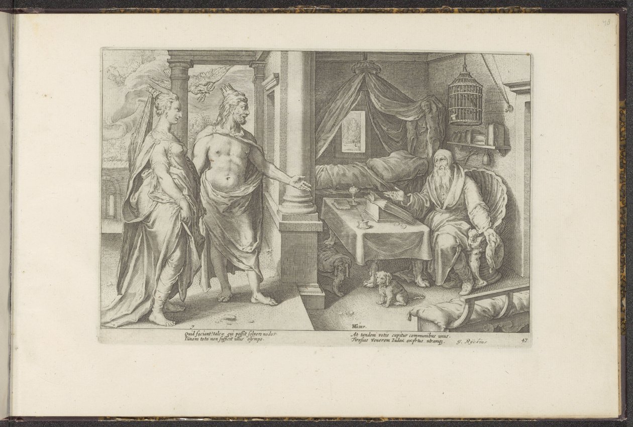 Giunone e Giove chiedono consiglio a Tiresia da Hendrick Goltzius (workshop of)