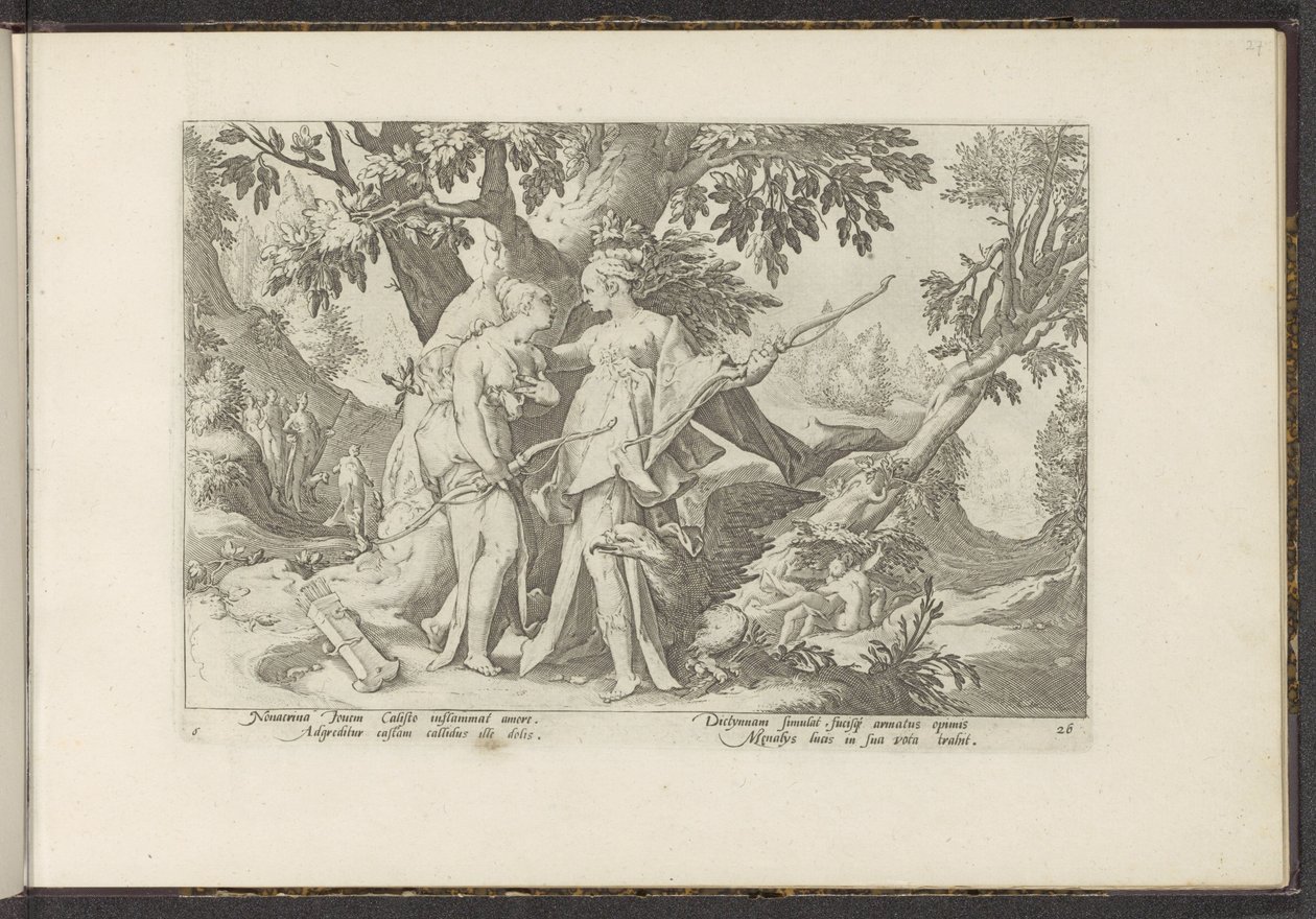 Giove seduce Callisto sotto le sembianze di Diana (serie Metamorfosi di Ovidio) da Hendrick Goltzius (workshop of)