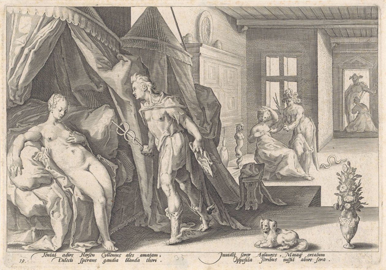 Mercurio visita Erse da Hendrick Goltzius (workshop of)