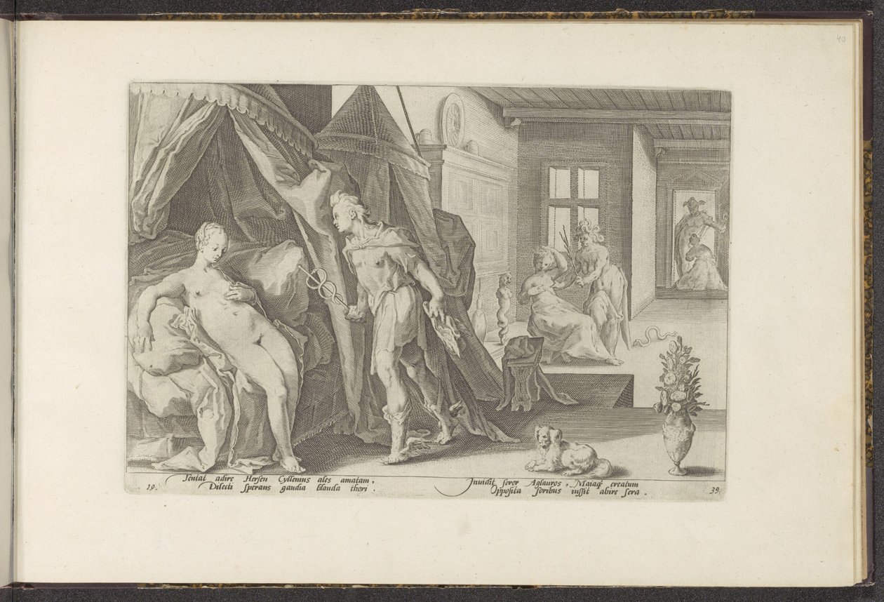 Mercurio nella stanza di Herse da Hendrick Goltzius (workshop of)