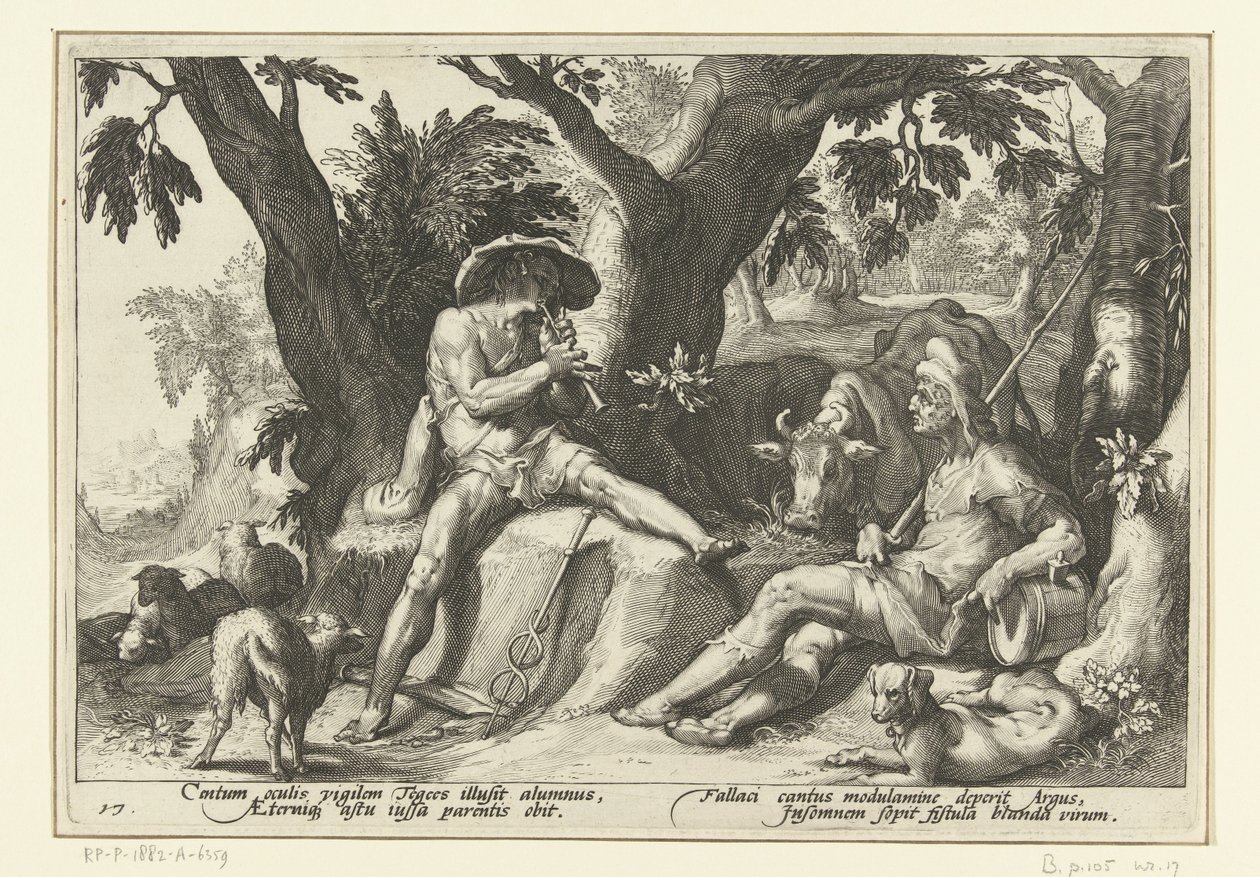 Mercurio suona il flauto per Argo da Hendrick Goltzius (workshop of)