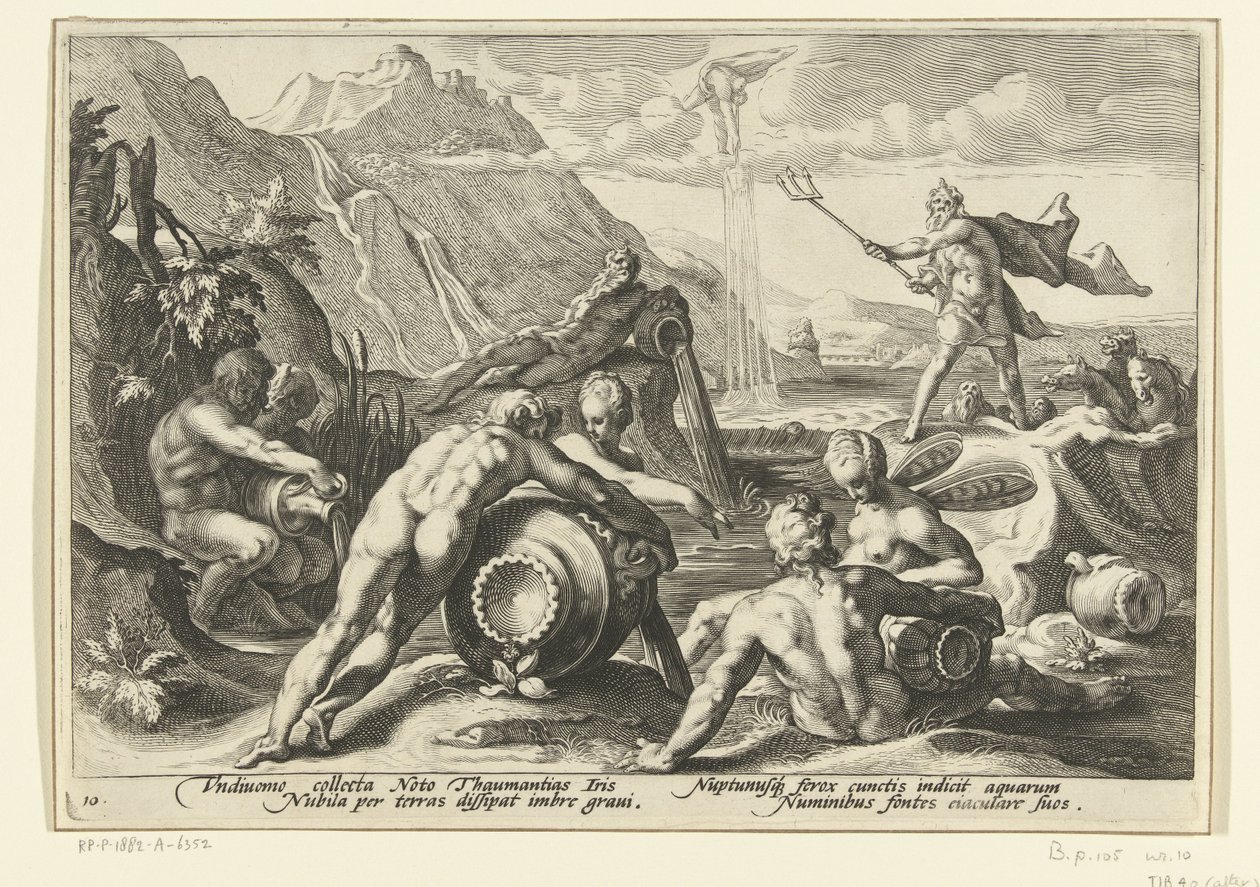 Nettuno e i fiumi causano un diluvio da Hendrick Goltzius (workshop of)