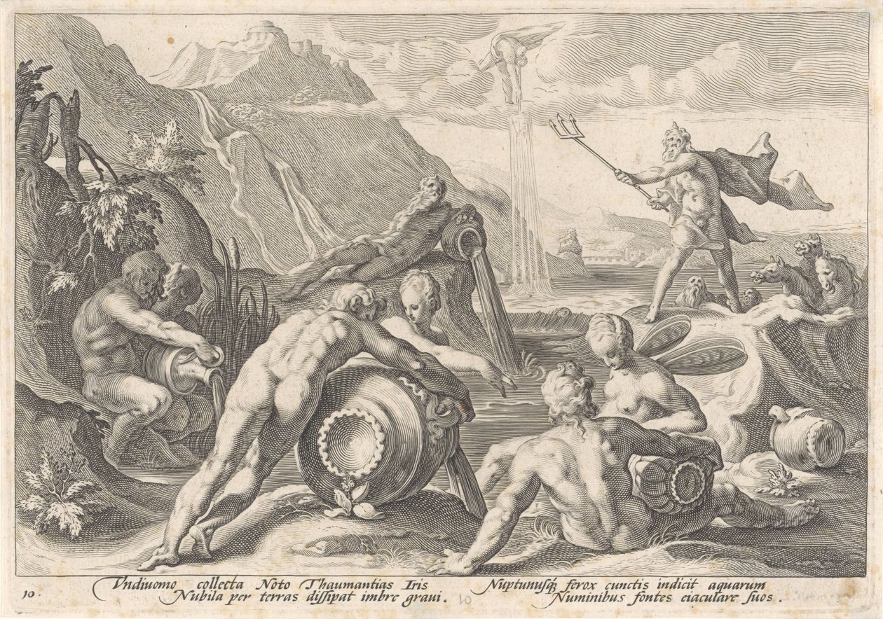 Nettuno Ordina ai Fiumi di Causare un Diluvio da Hendrick Goltzius (workshop of)