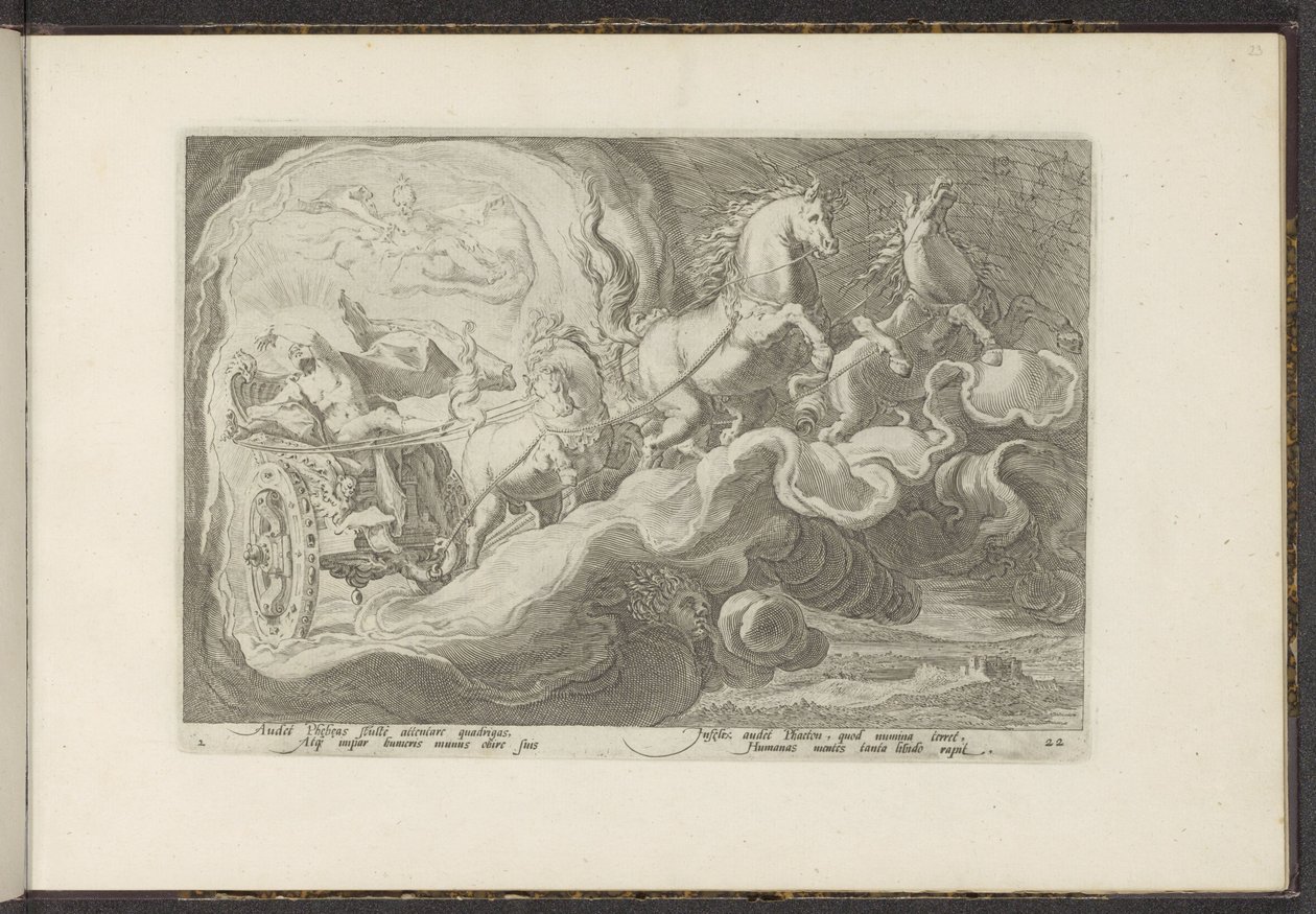 Faetonte guida il carro di suo padre da Hendrick Goltzius (workshop of)