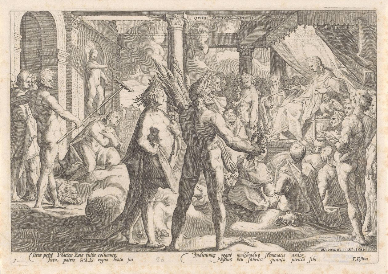 Faetonte chiede ad Apollo di guidare il suo carro da Hendrick Goltzius (workshop of)