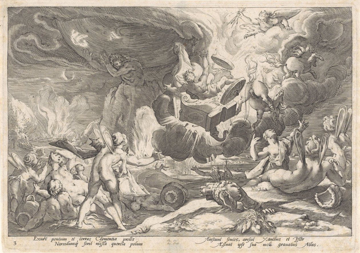 Caduta di Fetonte (serie Metamorfosi di Ovidio) da Hendrick Goltzius (workshop of)