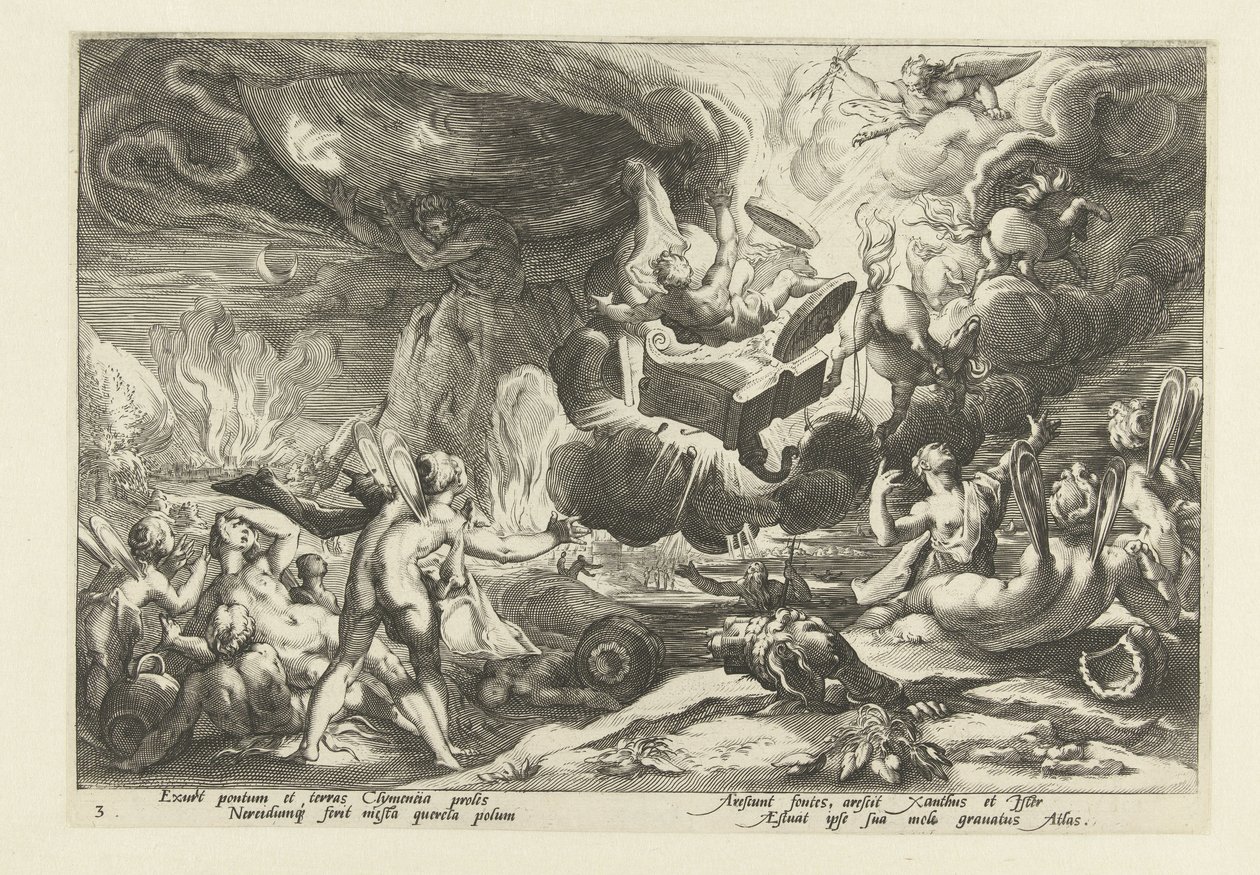 Caduta di Fetonte (serie Metamorfosi di Ovidio) da Hendrick Goltzius (workshop of)