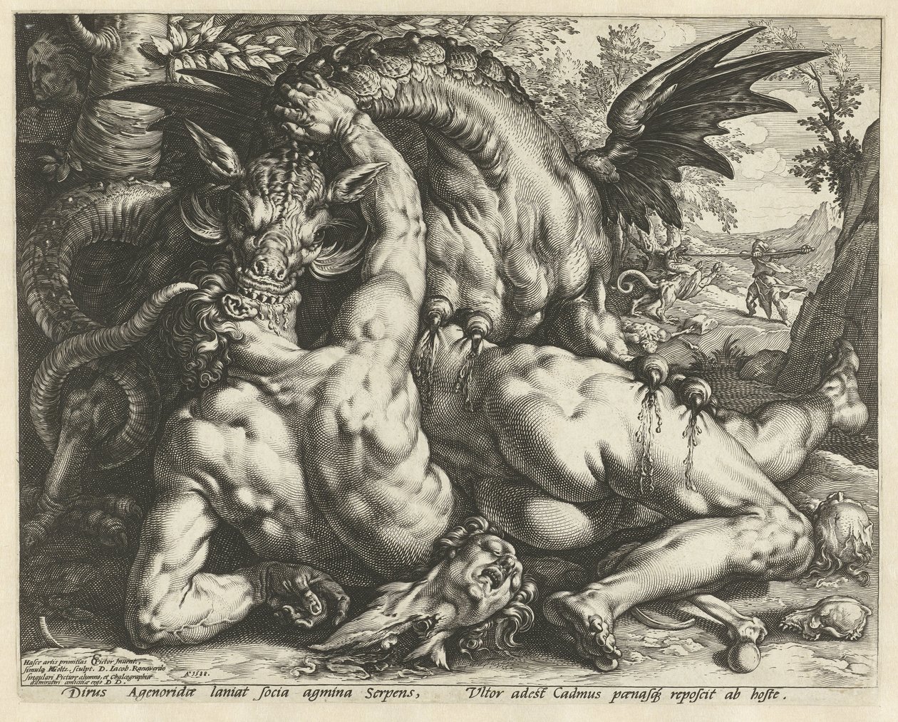 Compagni di Cadmo divorati da un drago da Hendrick Goltzius