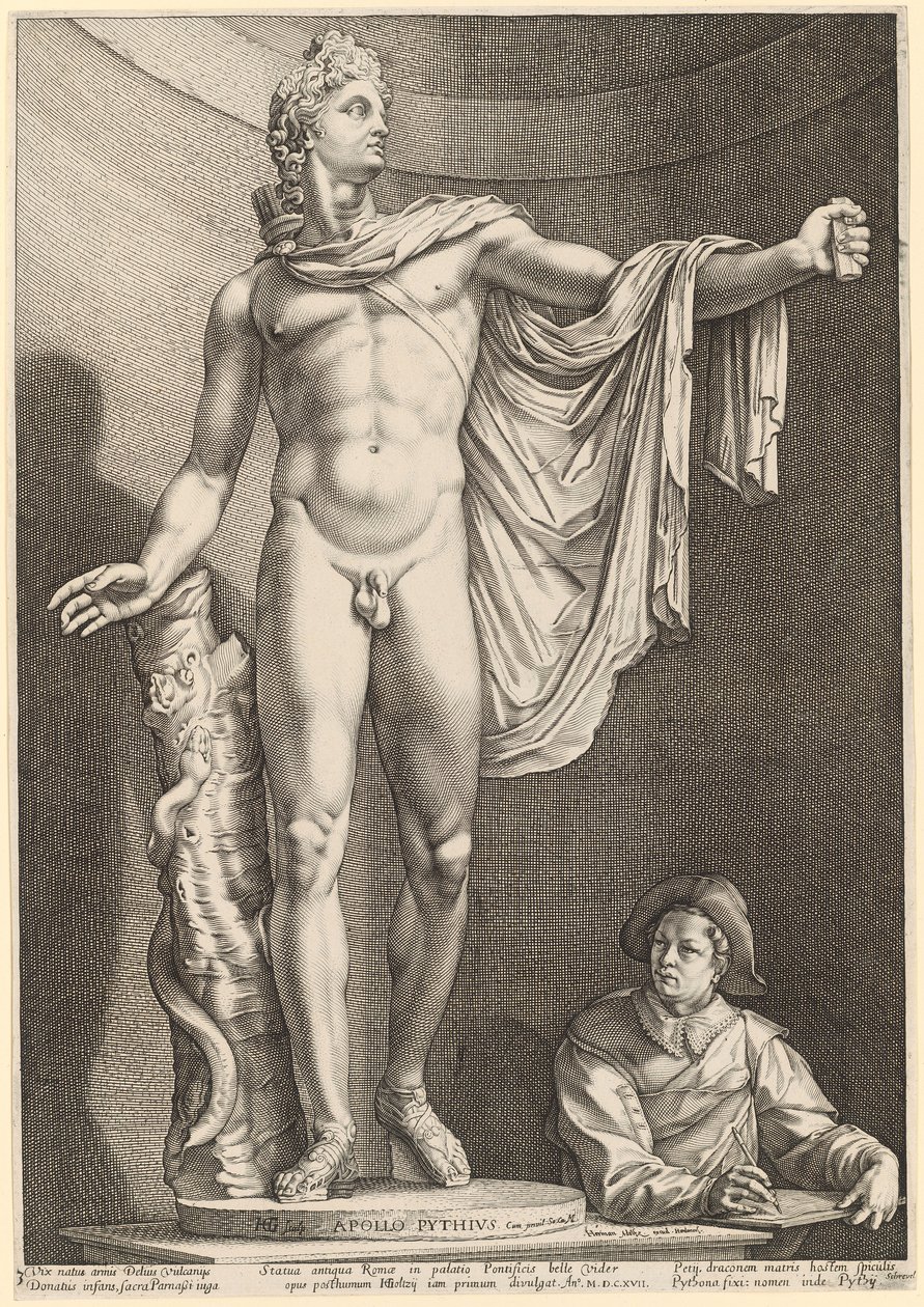 Apollo del Belvedere, tavola 3 da "Tre statue antiche di Roma" da Hendrick Goltzius