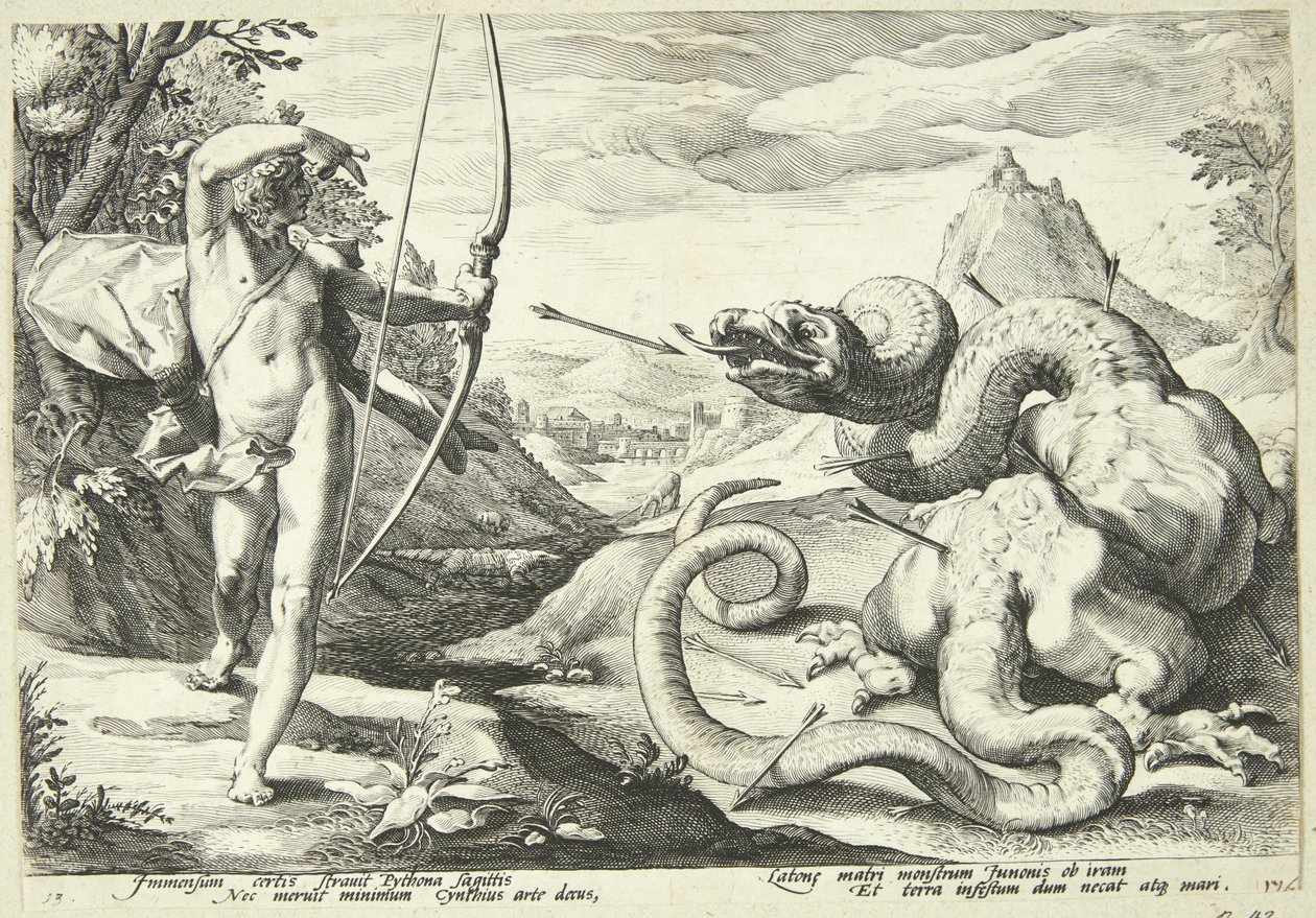 Apollo uccide Pitone da Hendrick Goltzius
