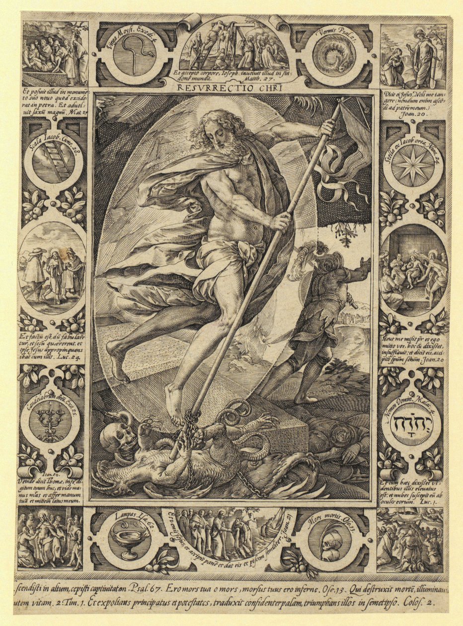 La risurrezione di Cristo, foglio 7 della serie "La vita di Cristo" da Hendrick Goltzius