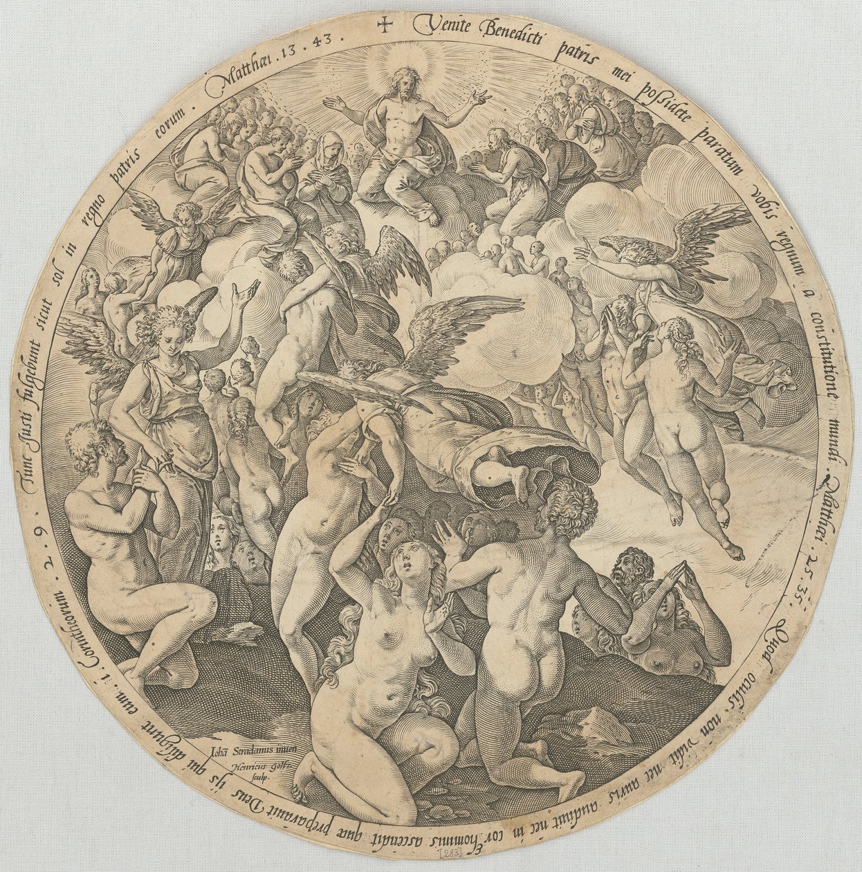 Ascesa dei giusti al cielo, foglio 3 della serie "Le quattro cose ultime" da Hendrick Goltzius