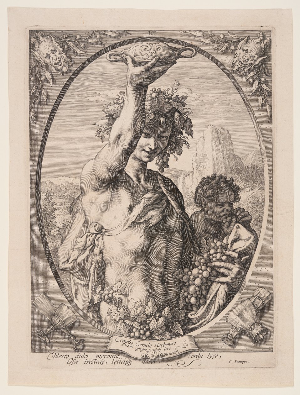 Bacco, da Tre dei e dee pagani da Hendrick Goltzius