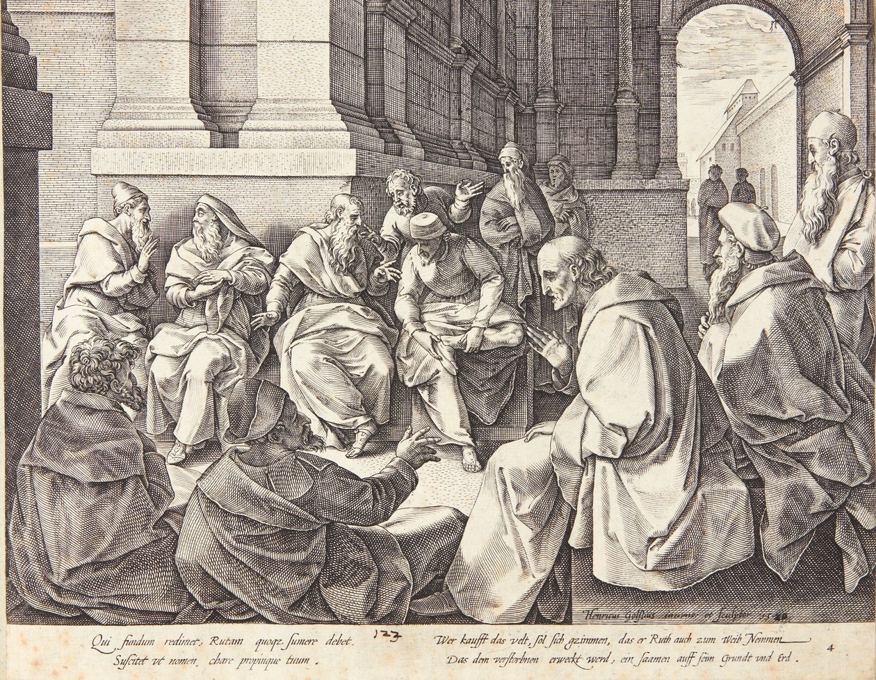 Boaz e i dieci anziani da Hendrick Goltzius