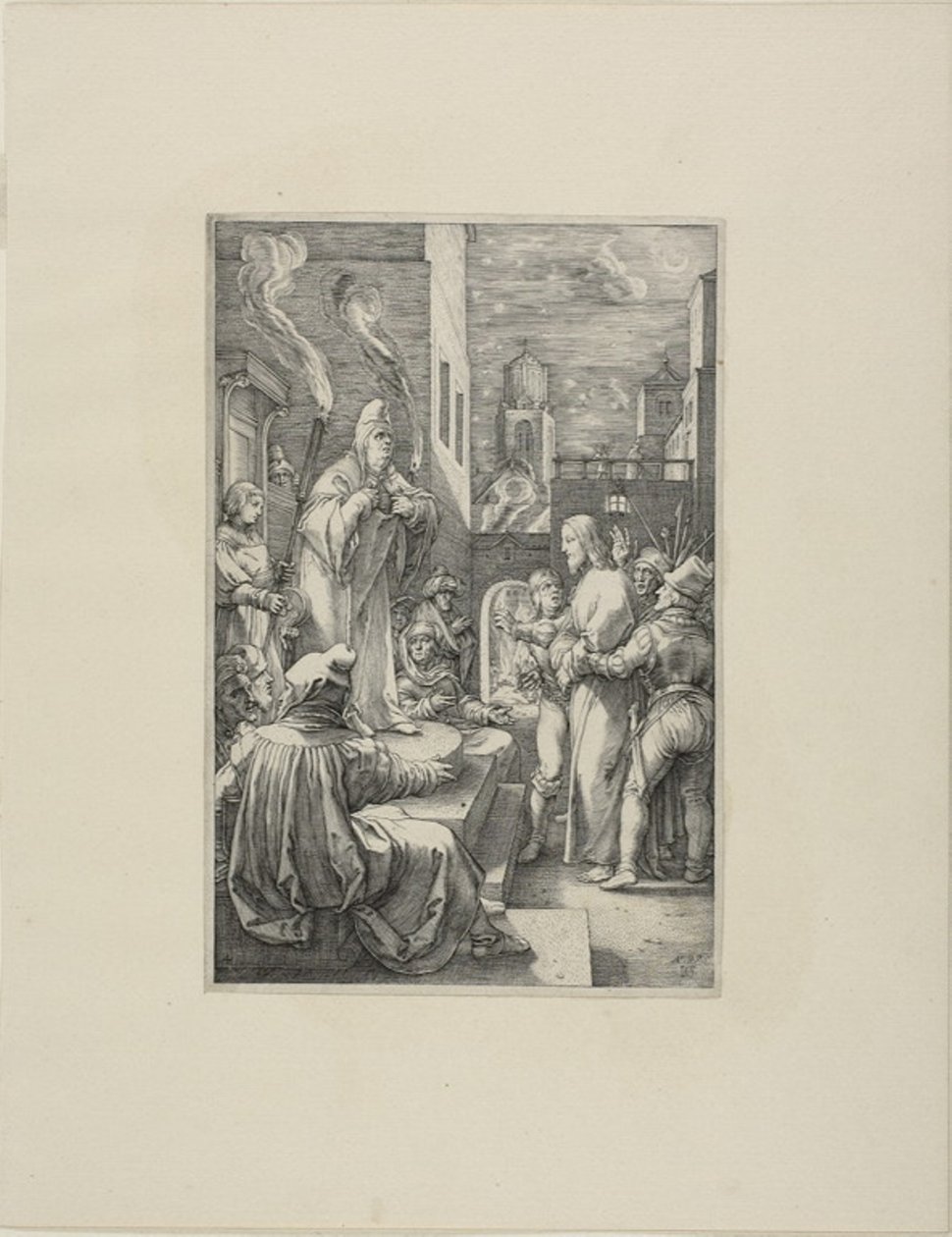 Cristo davanti a Caifa, quarta tavola dalla Passione di Cristo da Hendrick Goltzius