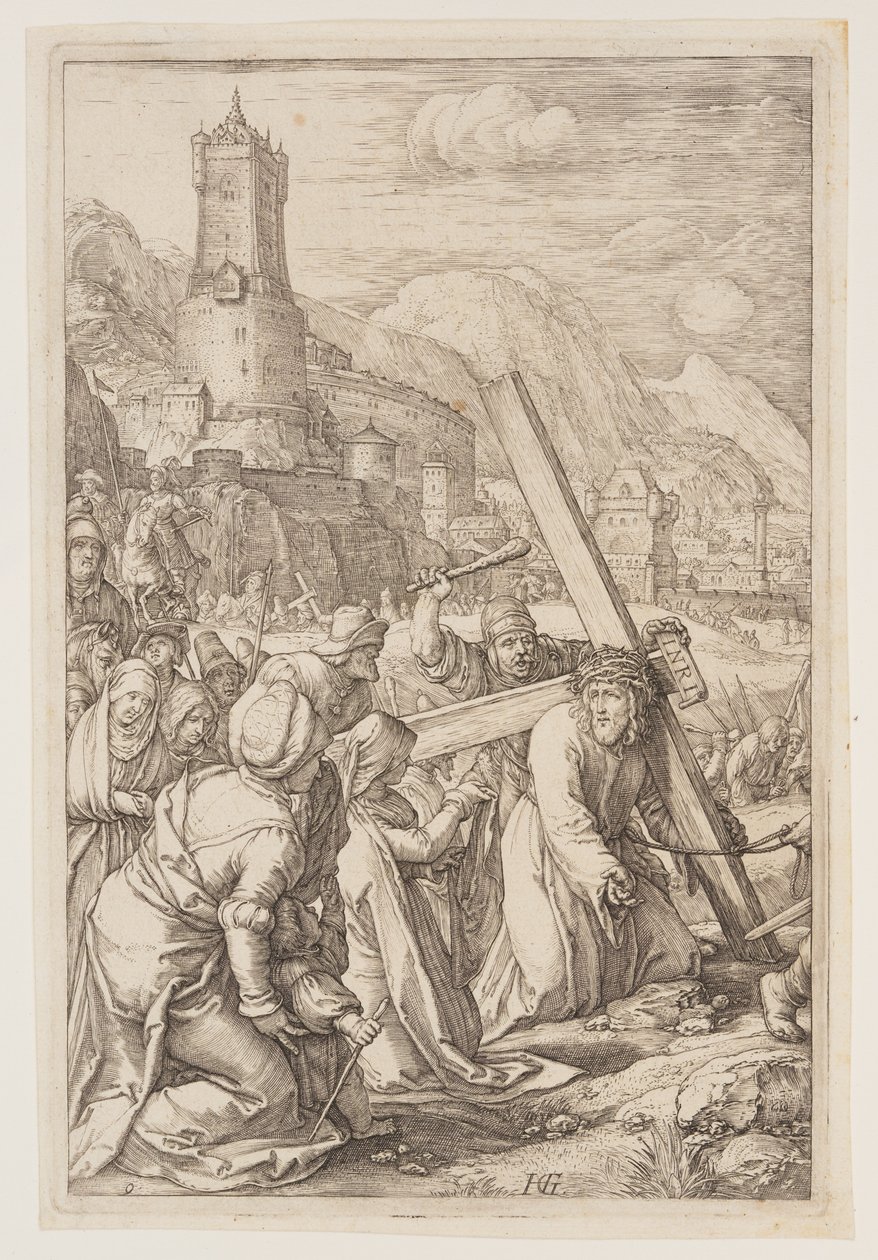 Cristo porta la croce, da La passione da Hendrick Goltzius