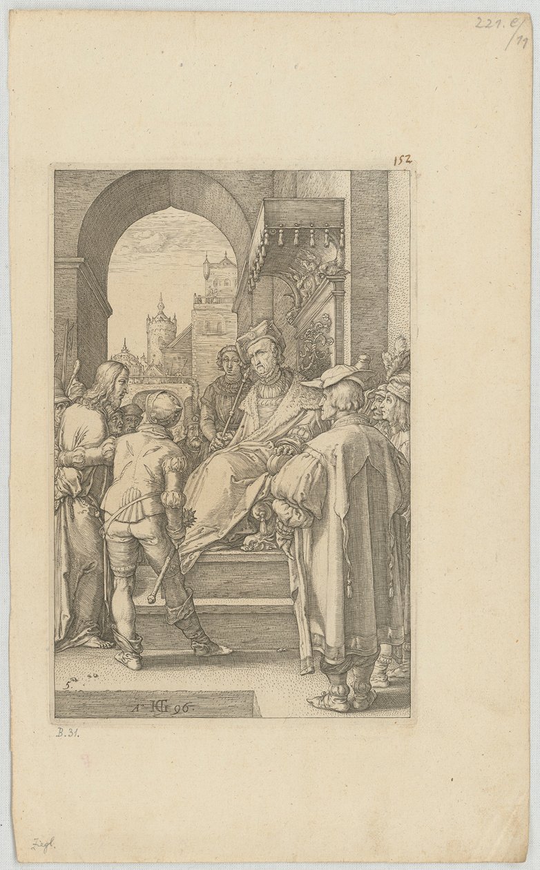 Cristo davanti a Pilato, foglio 5 della serie "La Passione" da Hendrick Goltzius