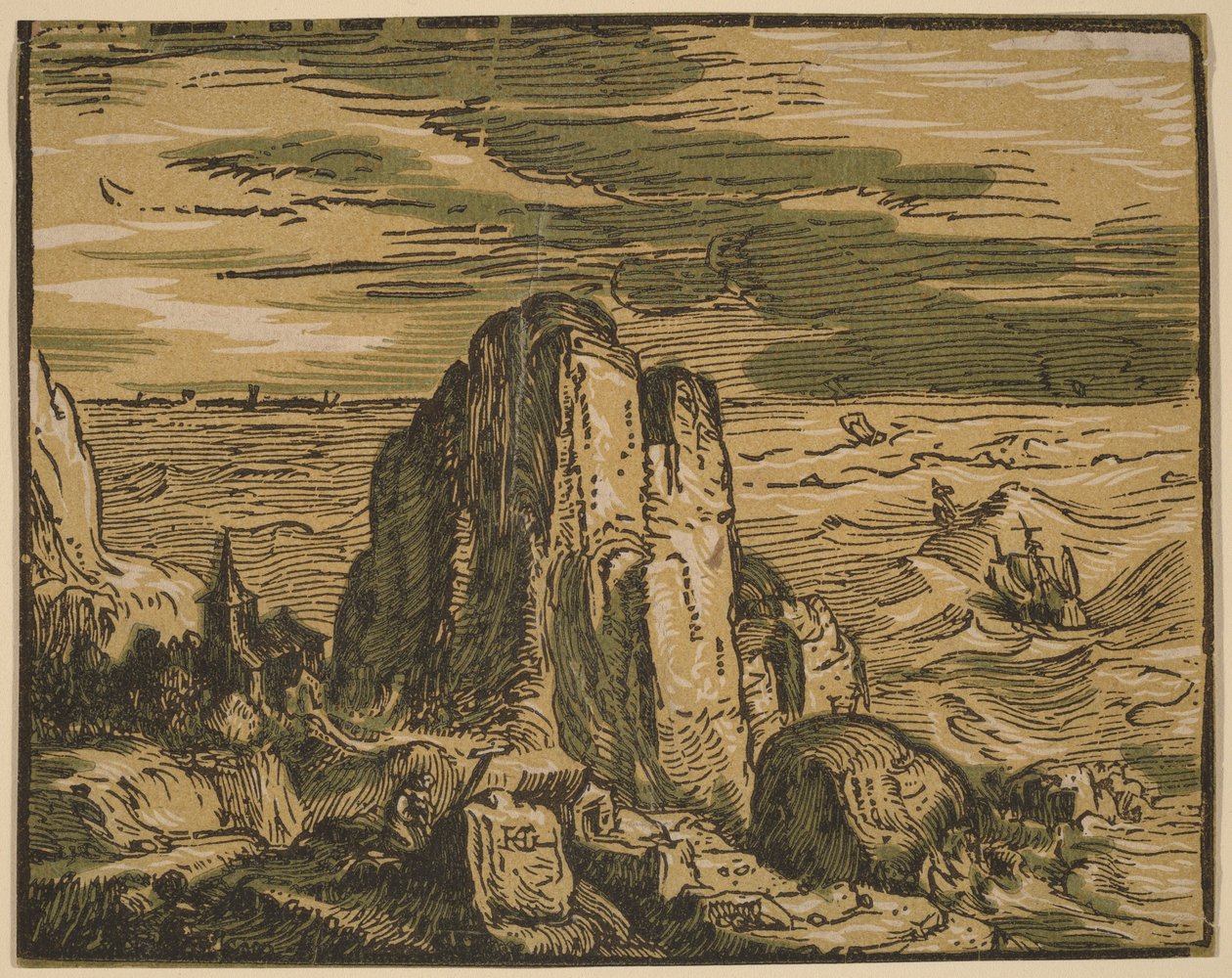 Scogliera su una costa marina da Hendrick Goltzius