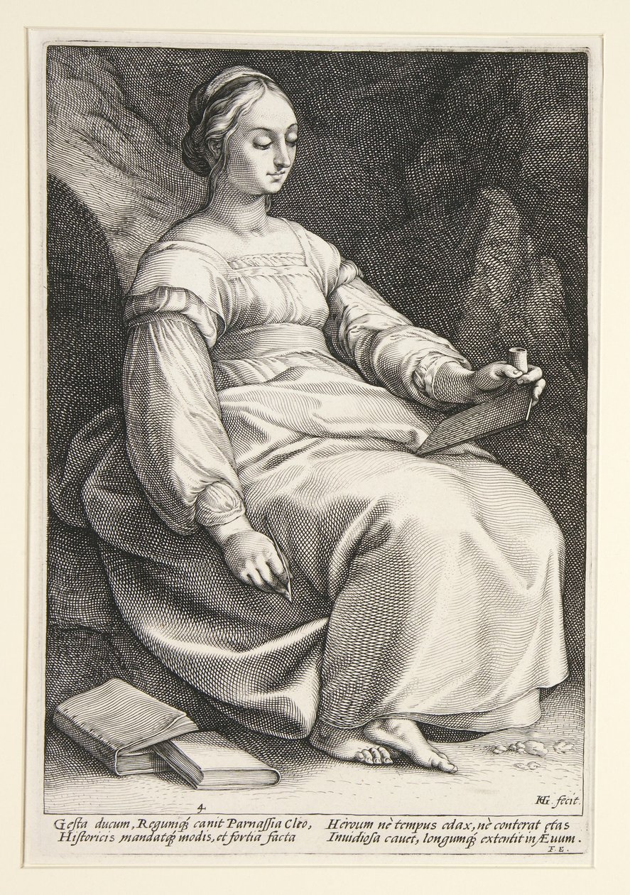 Clio, tavola 4 della serie «Le nove Muse» da Hendrick Goltzius