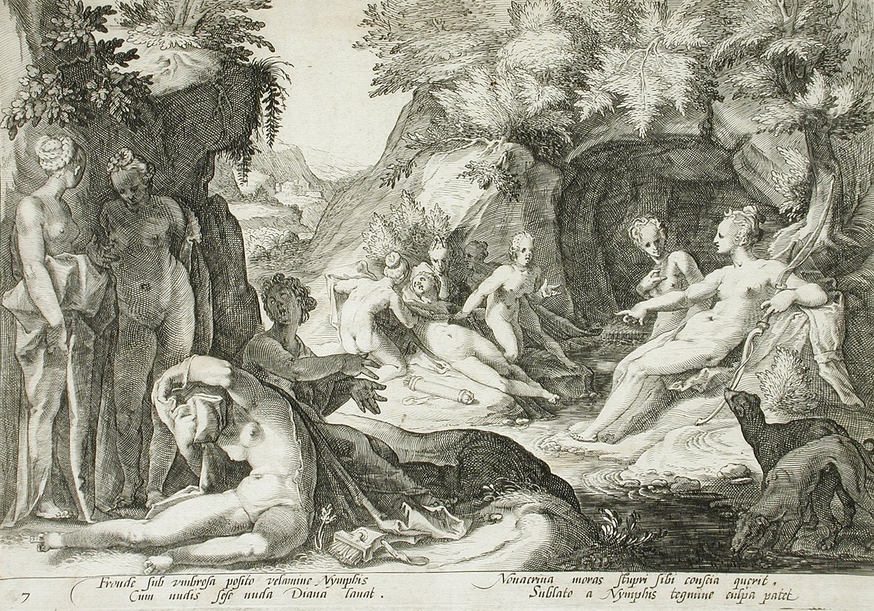 Diana e le sue ninfe scoprono la gravidanza di Callisto da Hendrick Goltzius