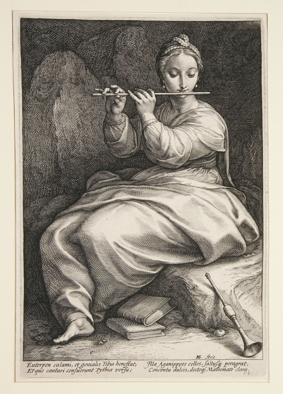 Euterpe, tavola 6 della serie Le nove Muse da Hendrick Goltzius