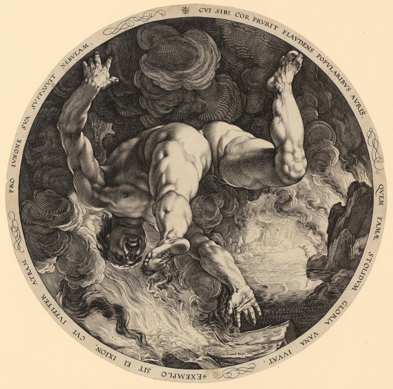 La caduta di Ixion, pagina 4 della serie "I quattro assaltatori del cielo" da Hendrick Goltzius