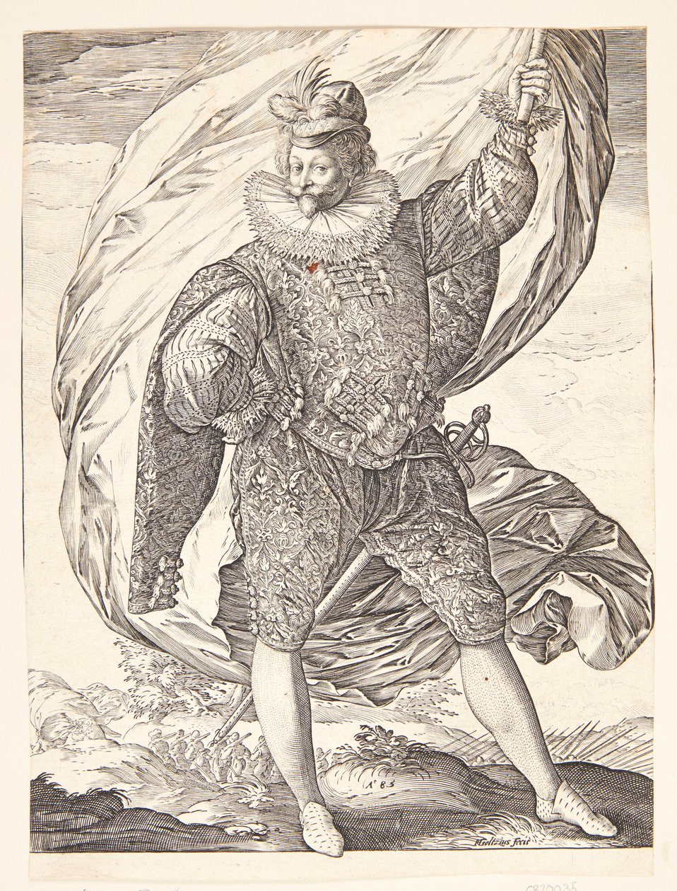 Il portabandiera, rivolto a destra da Hendrick Goltzius