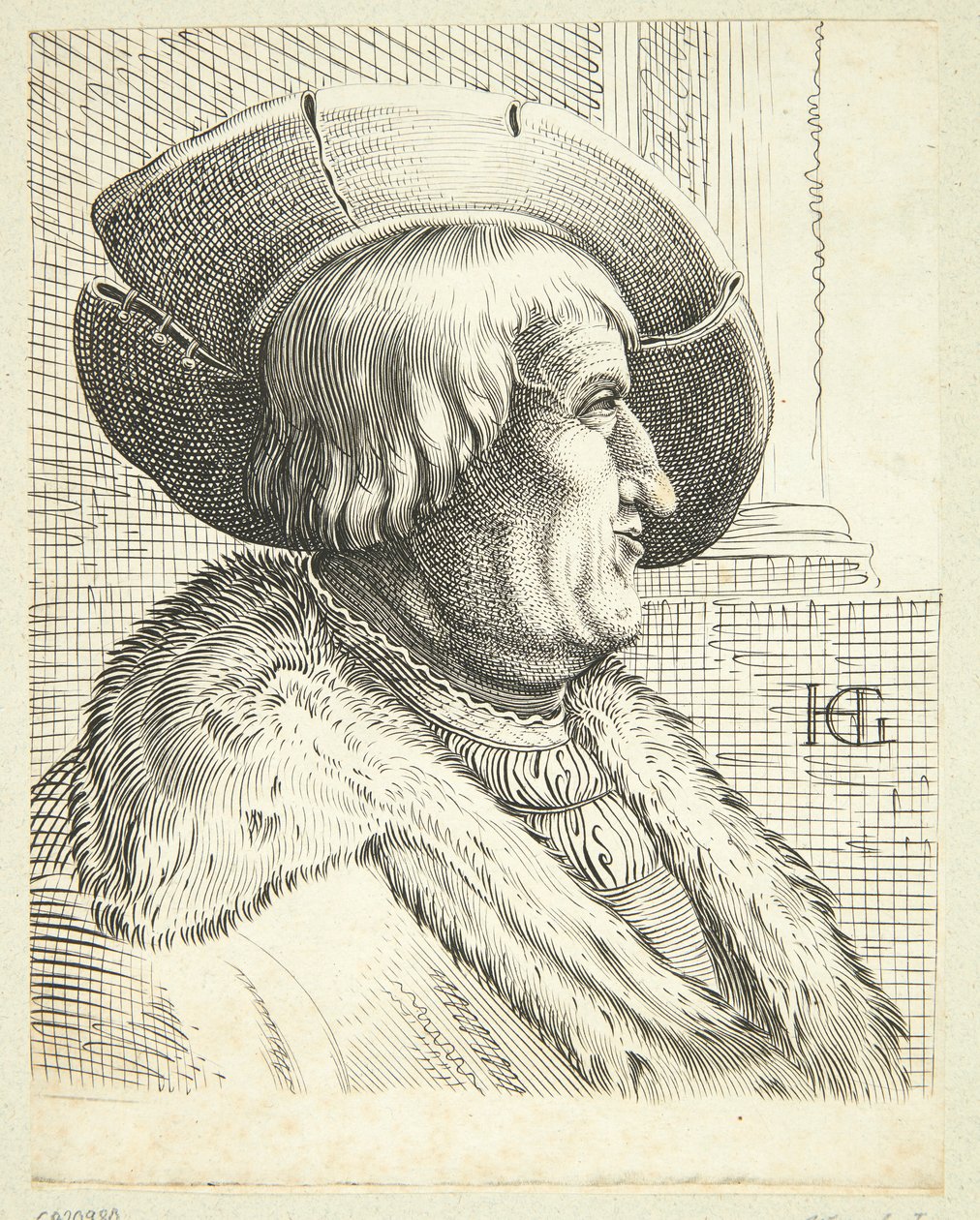 Ritratto immaginario di un vecchio con cappello di profilo da Hendrick Goltzius