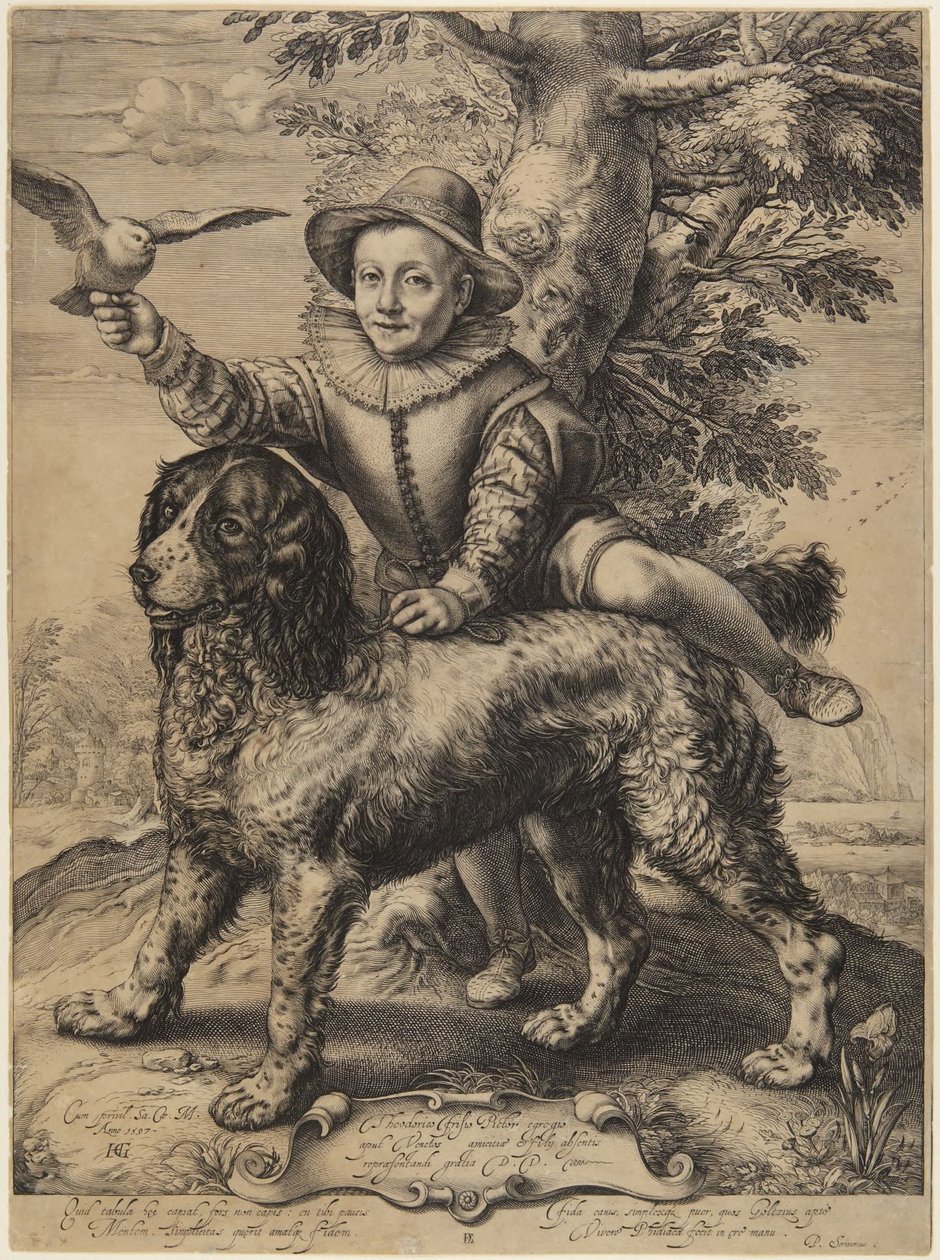 Frederick de Vries con il cane di Goltzius da Hendrick Goltzius