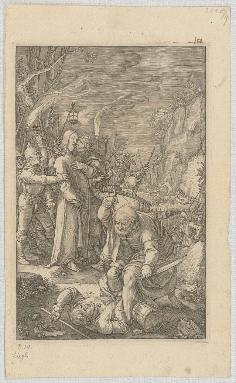 La cattura di Cristo, tavola 3 della serie «La Passione» da Hendrick Goltzius