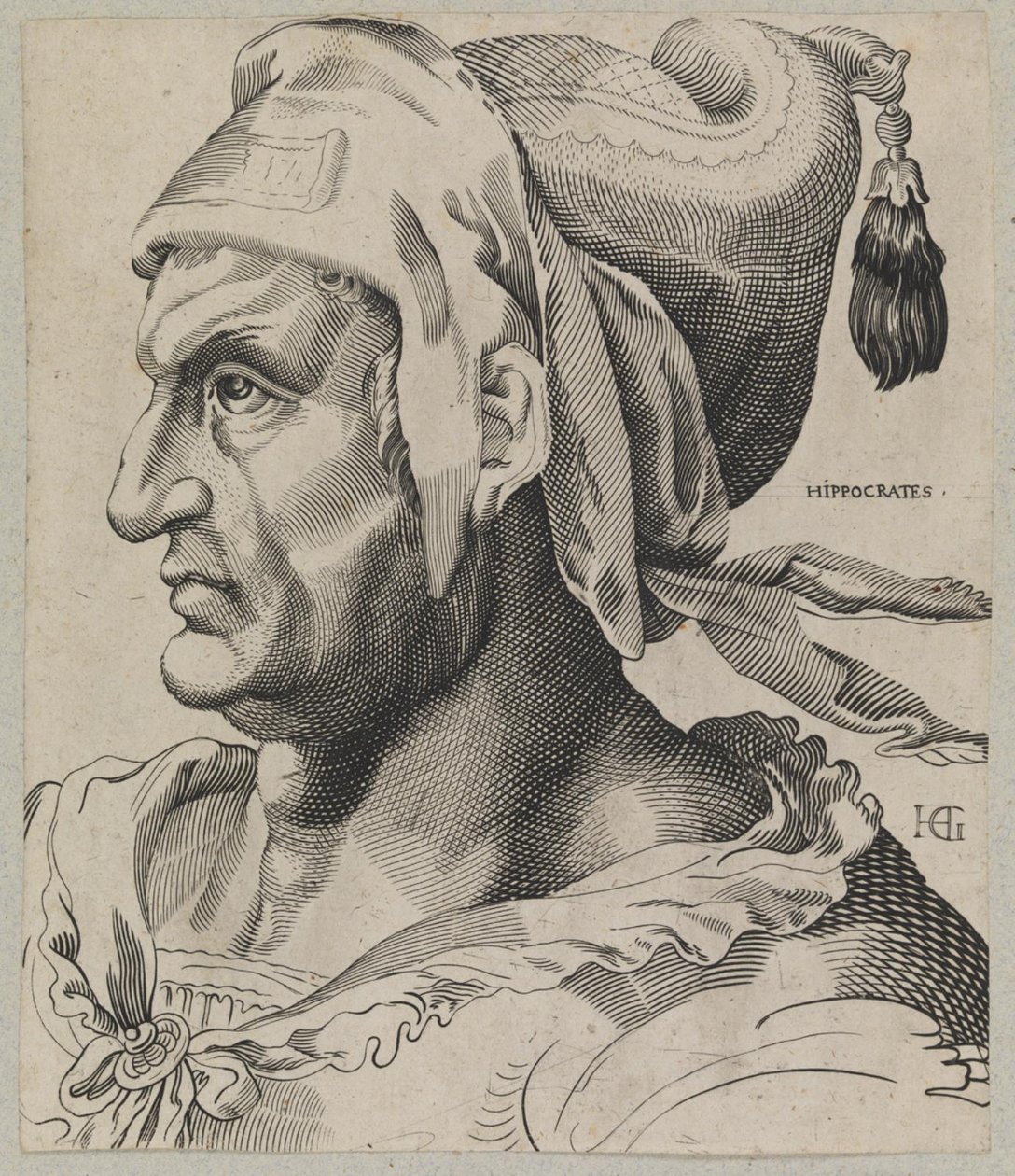 Ippocrate. Busto di un uomo di profilo da Hendrick Goltzius