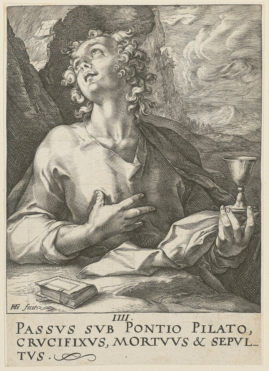 Giovanni, foglio 4 della serie "Cristo, i dodici apostoli e Paolo" da Hendrick Goltzius