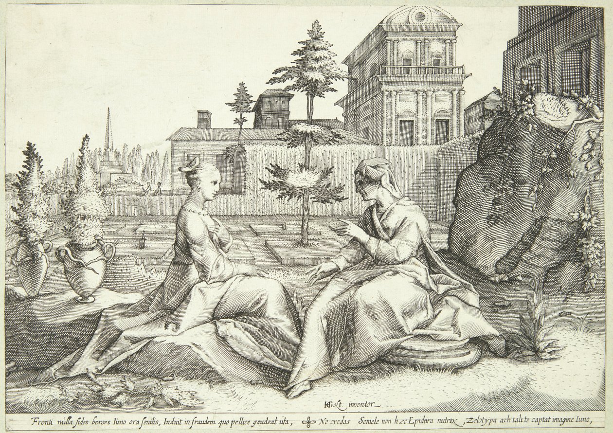 Giunone travestita da Beroe avverte Semele da Hendrick Goltzius