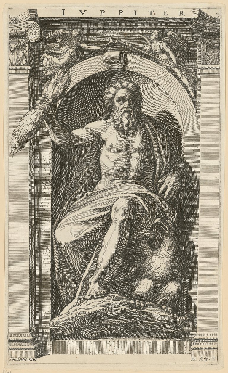 Giove, foglio 6 della serie “Otto divinità antiche” da Hendrick Goltzius