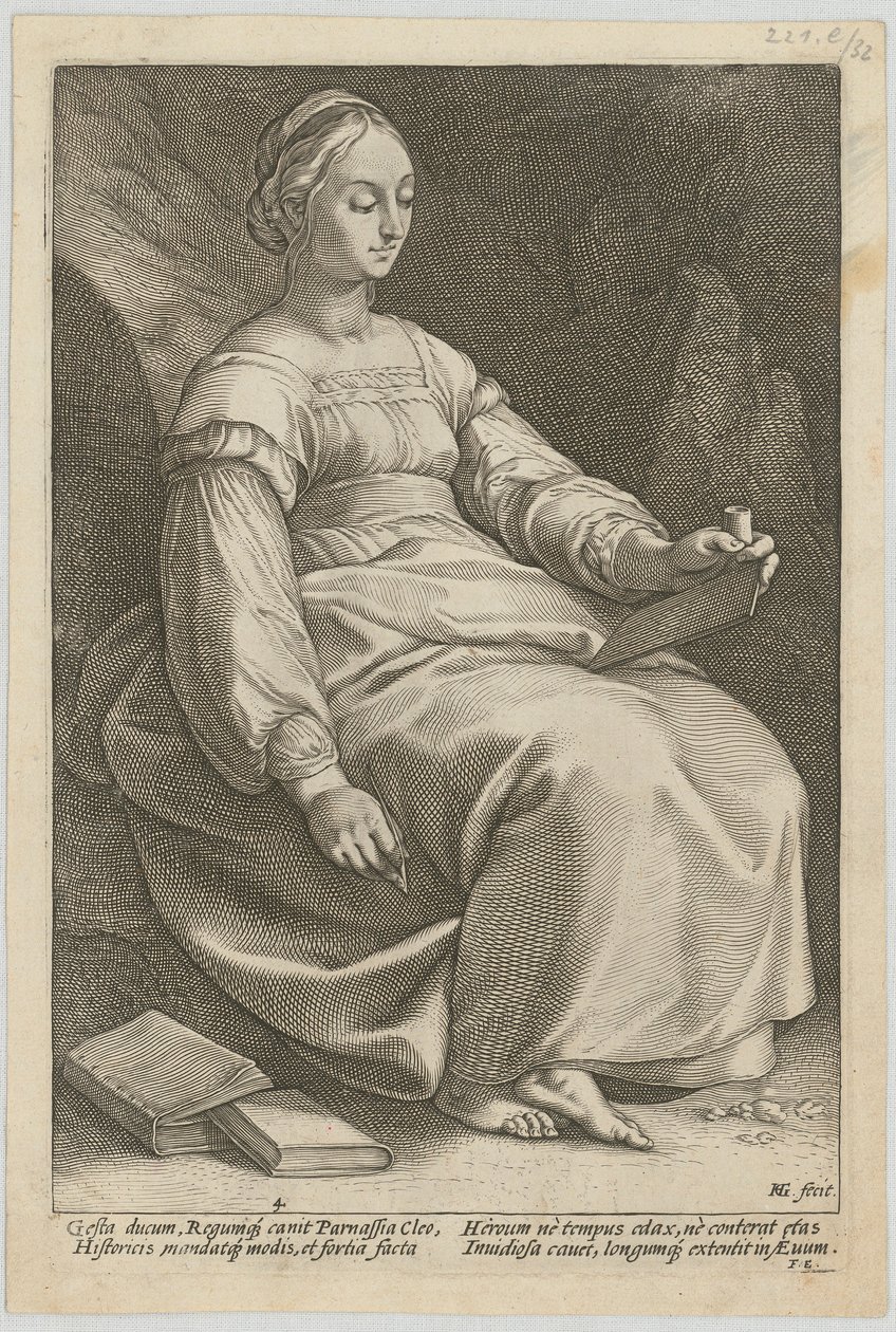 Klio, foglio 4 della serie "Nove Muse" da Hendrick Goltzius