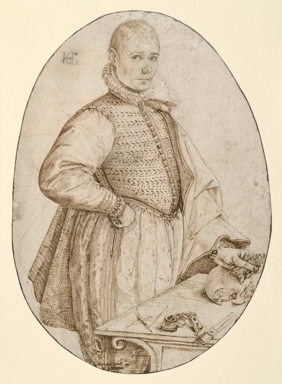 Figura fino alle ginocchia di un giovane rivolta a destra (Gysbrecht van Batenburg) da Hendrick Goltzius