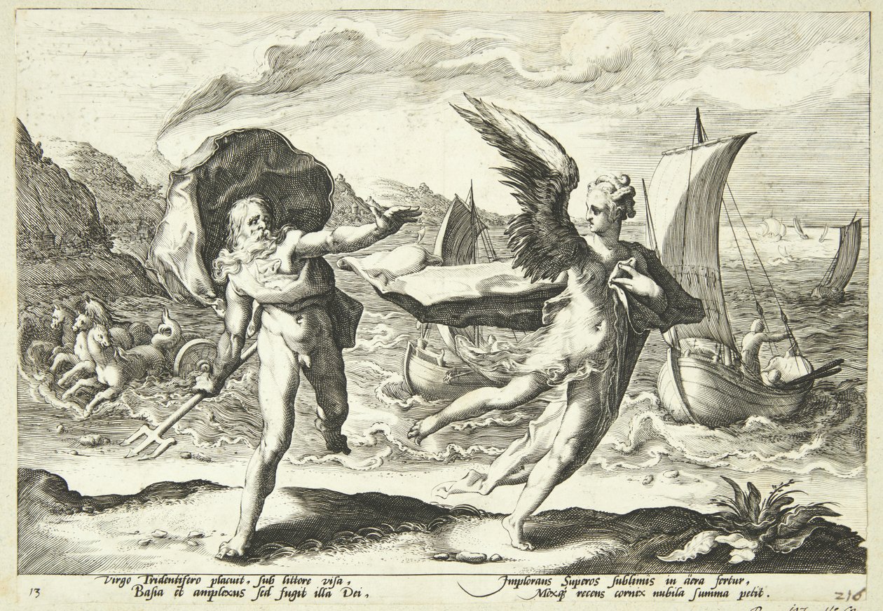 Koronis trasformata in un corvo da Hendrick Goltzius
