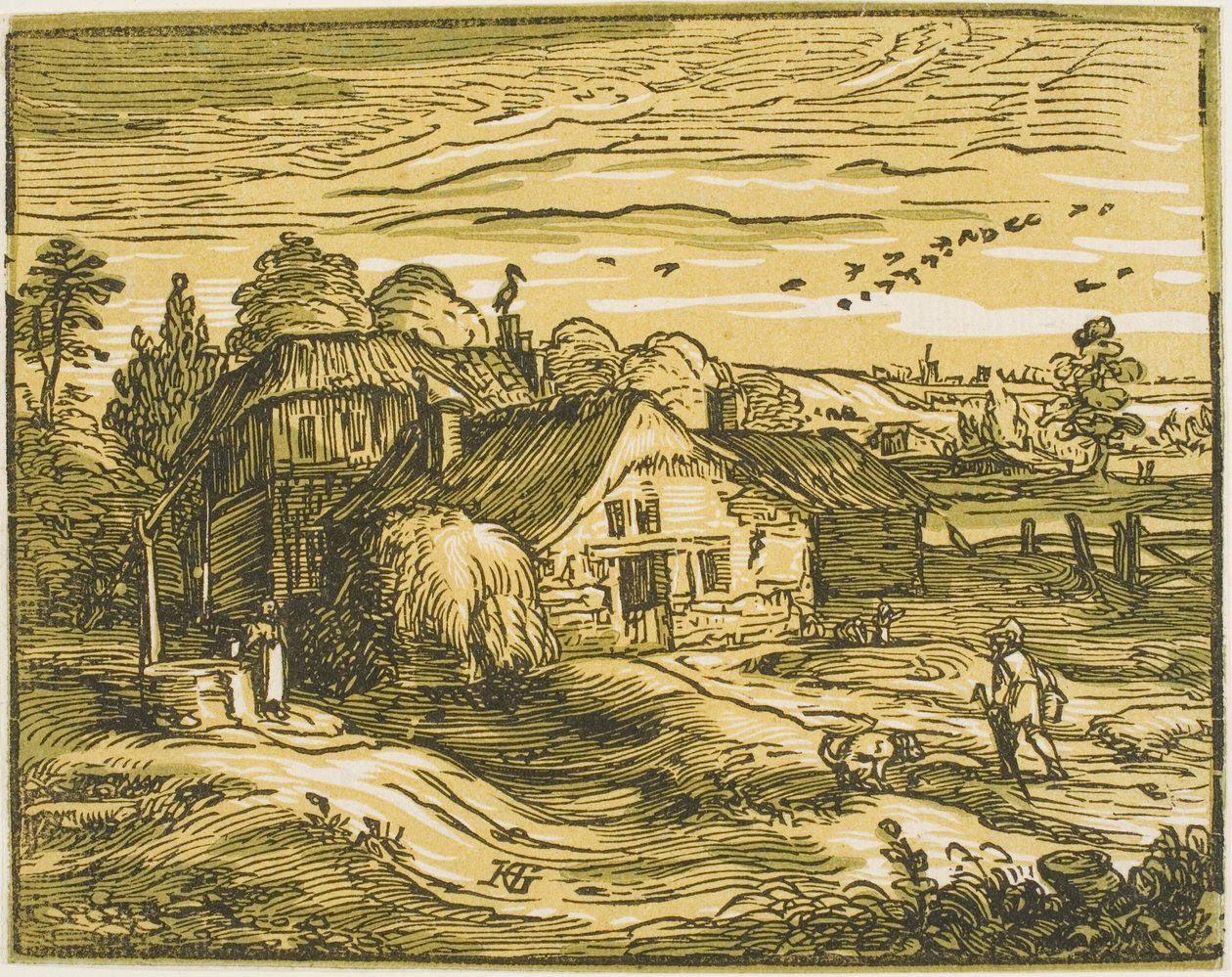 Paesaggio con una fattoria, da Quattro piccoli paesaggi da Hendrick Goltzius