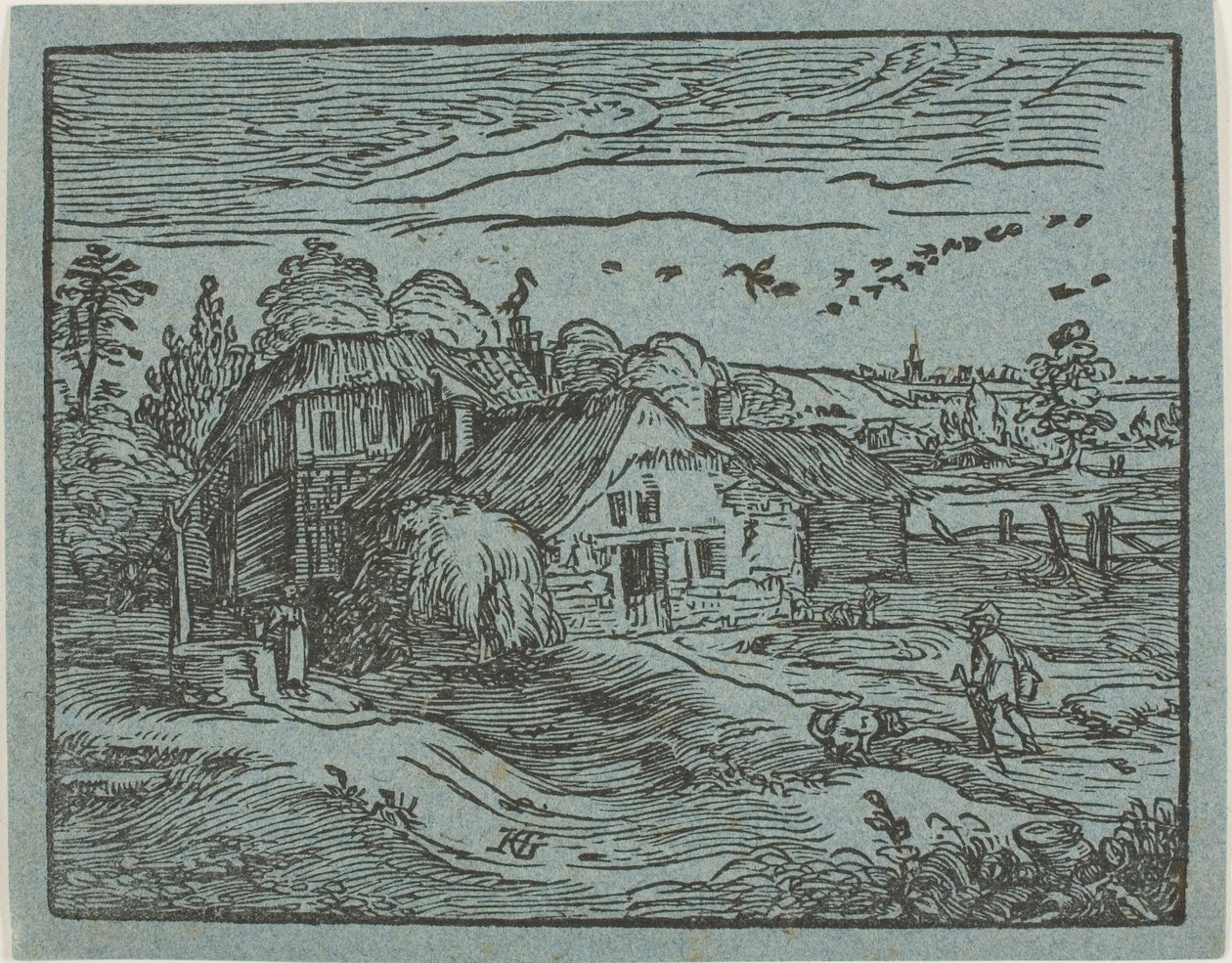 Paesaggio con casa colonica, da Quattro piccoli paesaggi da Hendrick Goltzius
