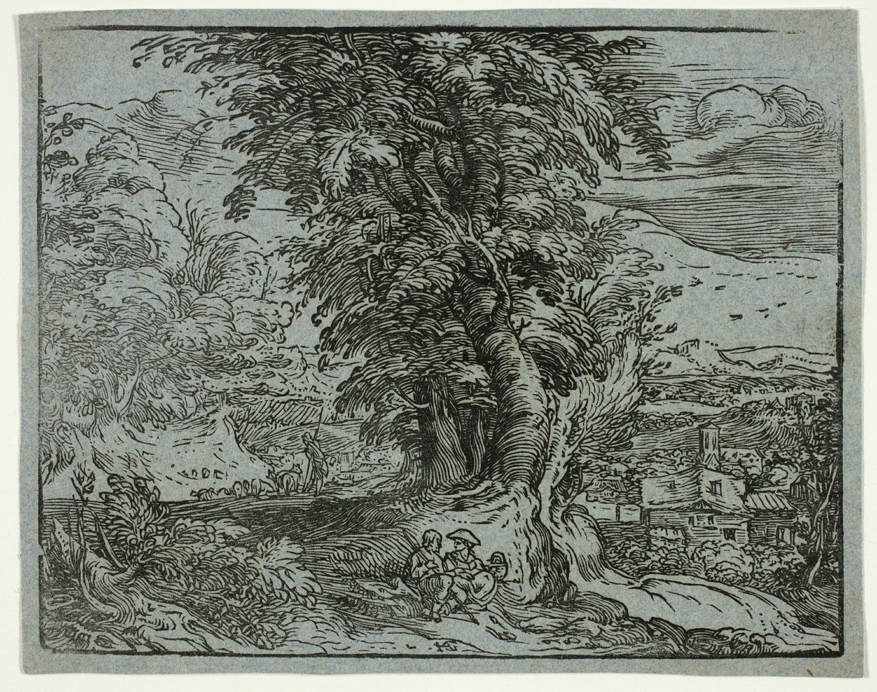 Paesaggio con una coppia di pastori, da Quattro piccoli paesaggi da Hendrick Goltzius