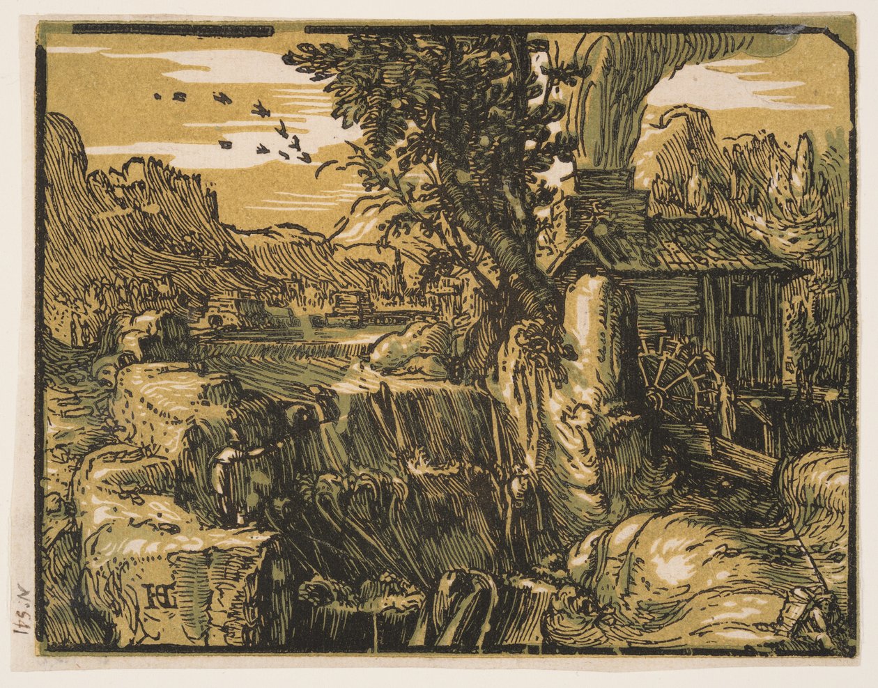 Paesaggio con cascata da Hendrick Goltzius