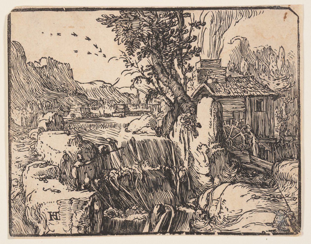 Paesaggio con cascata da Hendrick Goltzius